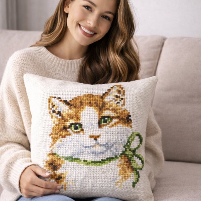 Almofada Gatinho de Ponto Cruz (Criador carregado)