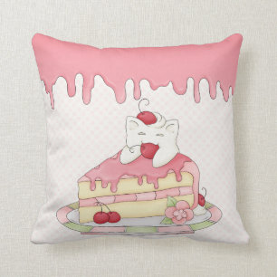 Almofada Gatinho do chantiliy de Kawaii & bolo da cereja