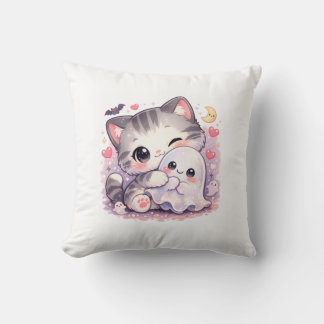 Almofada Gatinho Kawaii Abraçando Fantasma