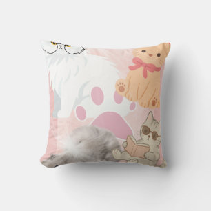 Almofada Gatinho Kawaii Fofo Colagem Almofça de Arremesso  