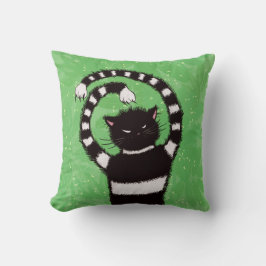 Almofada Gatinho mau Em Primavera Verde Com Folhas De Gato
