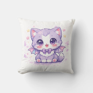Almofada Gatinho Morcego Pastel Kawaii Gato com Asas Lavand