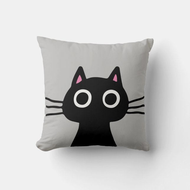 Almofada Gatinho Preto Cinto | Quirky Pet Cat Lover (Frente)