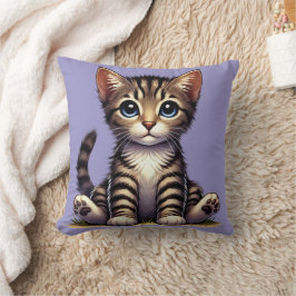 Almofada Gatinho Tabby Adorável Com Olhos Azuis