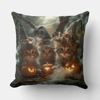 Almofada Gatinhos Adoráveis de Halloween com Pumpkins