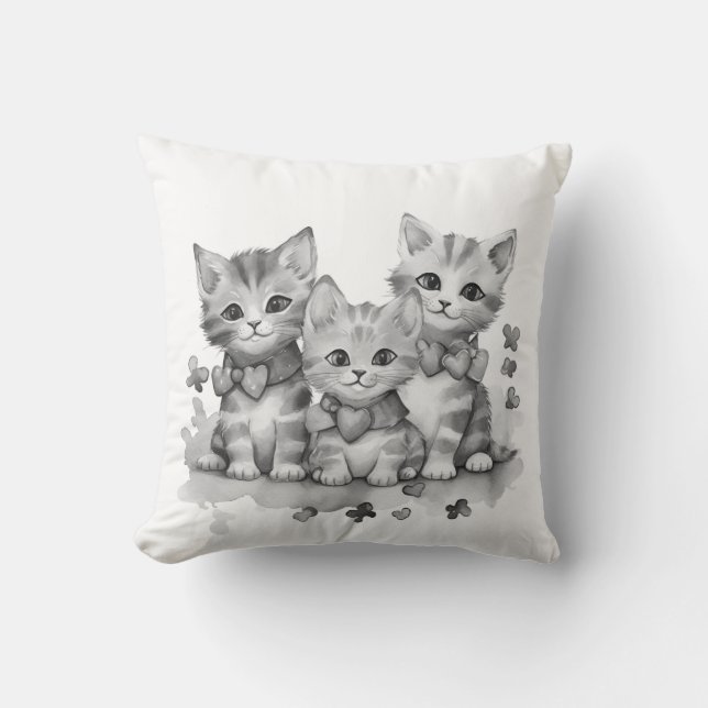 Almofada Gatinhos pretos e brancos (Frente)