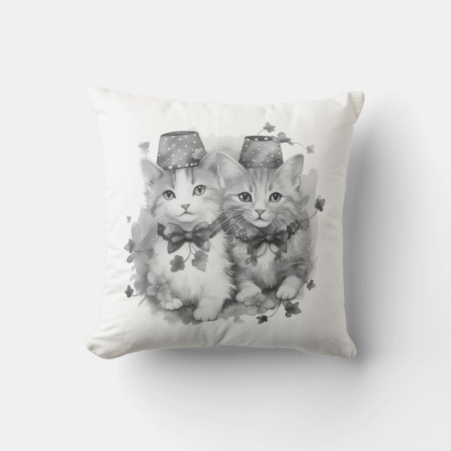 Almofada Gatinhos pretos e brancos (Frente)