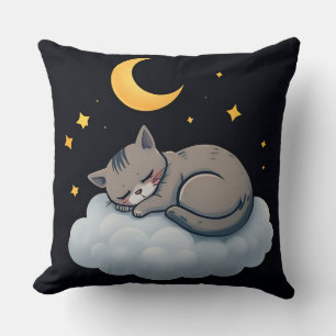 Almofada Gato Adormecido Adorável em uma Nuvem