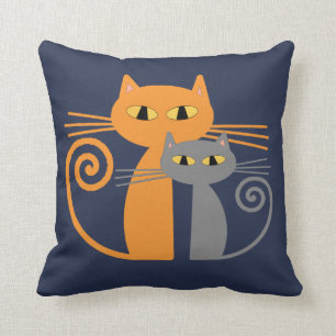 Almofada Gato alaranjado, gato cinzento