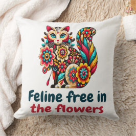 Almofada Gato atordoante em flores silvestres Cottagecore