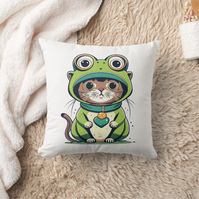 Almofada Gato bebê bonito com chapéu Sapo (Cobertor)