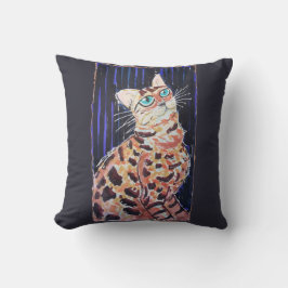 Almofada Gato Bengala Neon Noir