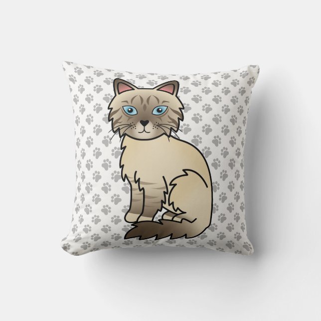 Almofada Gato Birman / Ragdoll de Pontos de Chocolate Tabby (Frente)