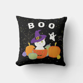 Almofada Gato bonitinho do Halloween no Chapéu das Bruxas