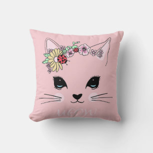 Almofada Gato Bonito Com Cara De Gato Meia Gatinha Rosa Gat