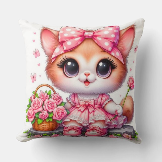 Almofada Gato Bonito com Flores Crianças- Enfermeiro e Cria (Frente)