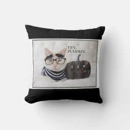 Almofada Gato Bonito "Ei Pumpkin" Halloween