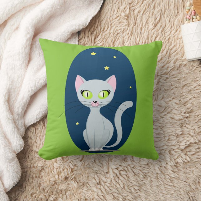 Almofada Gato Bonito Starry sky Cartoon Rosa Verde de 2 lad (Cobertor)