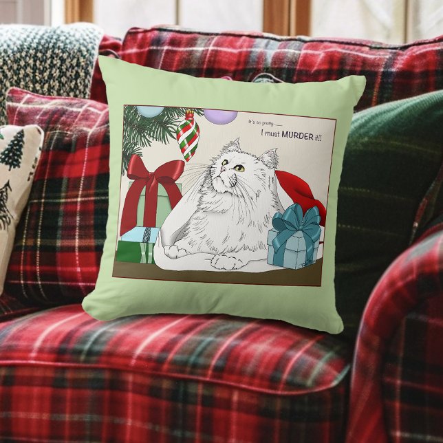 Almofada Gato Branco Engraçado Enfeites de Natal Árvore de  (Criador carregado)