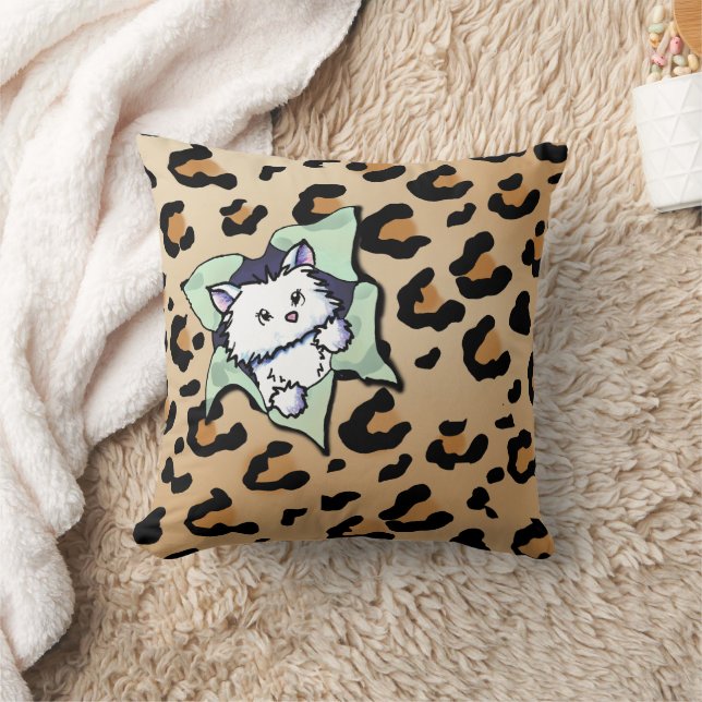 Almofada Gato Branco Na Impressão Leopardo (Cobertor)
