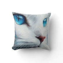 Gato branco vertical com olhos azuis