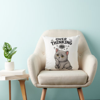Almofada Gato British Shorthair engraçado e pensativo