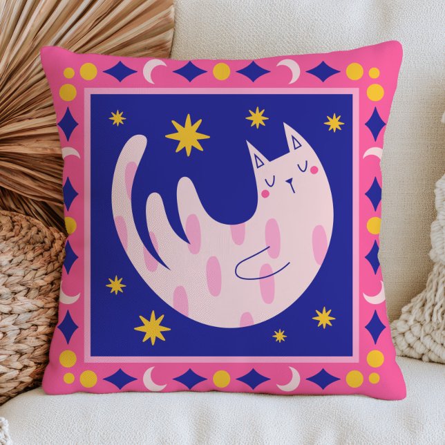 Almofada Gato Celestial Estética Dopamina Feline Quirky (Criador carregado)