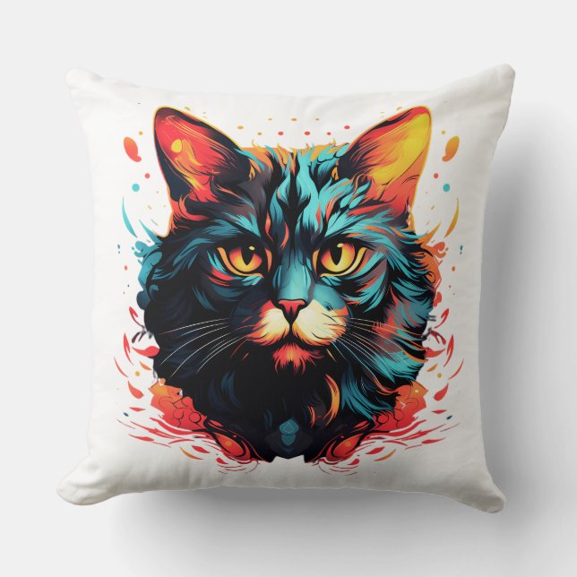 Almofada Gato Colorido (Frente)