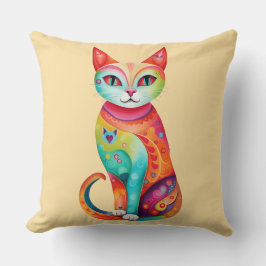 Almofada Gato Colorido Whimsical