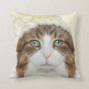 Almofada Gato com chapéu da flor