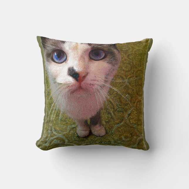 Almofada Gato com olhos azuis de Alexandra Cook (Frente)