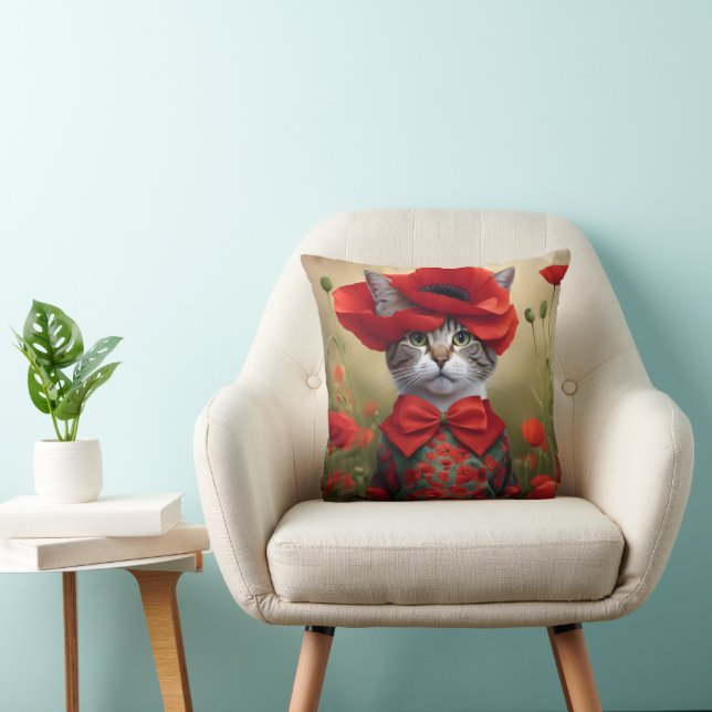 Almofada Gato com um vestido feito de papoula (Cadeira)