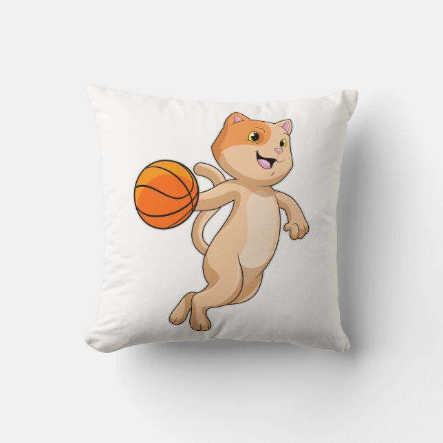 Almofada Gato como jogador de basquetebol (Frente)