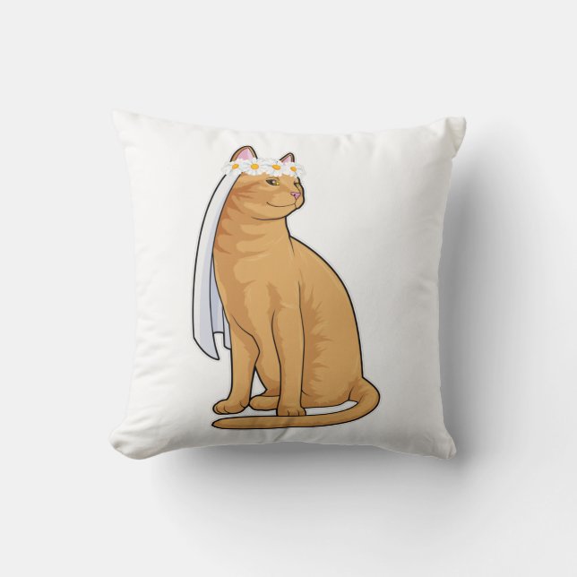 Almofada Gato como Noiva com Véu (Frente)