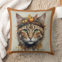Almofada Gato de Ação de Graças encantador e festivo disfar