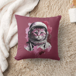 Almofada Gato de Astronauta da Cor da Água Vermelha