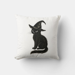 Almofada Gato de Bruxa – Ilustração de Halloween em Tinta P