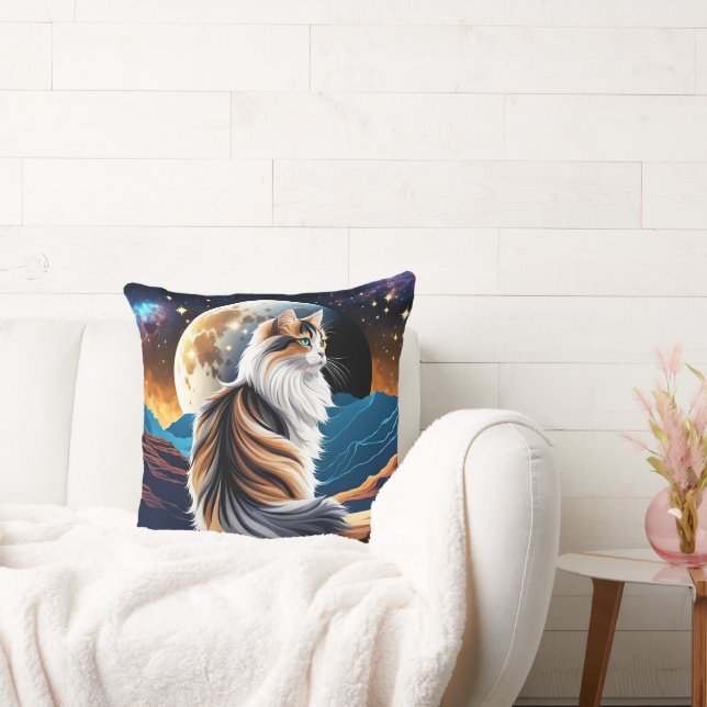 Almofada Gato de Calico diluído e Lua do Deserto (Sofá)