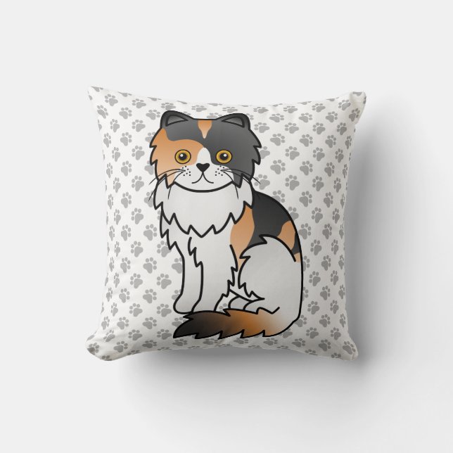 Almofada Gato de desenho animado fofo Calico Persian & pata (Frente)