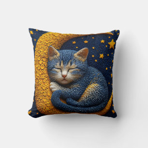 Almofada Gato de desenho animado na lua