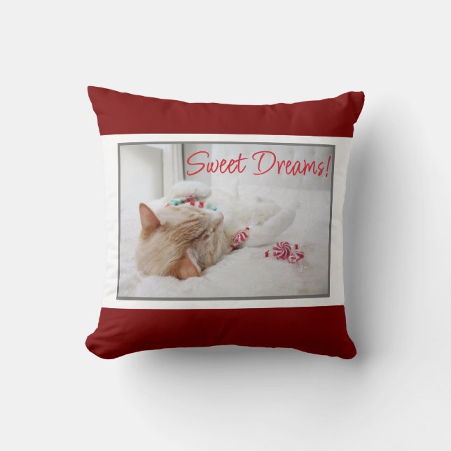 Almofada Gato De Dormir Bonito - Sonhos Doces - Natal (Frente)