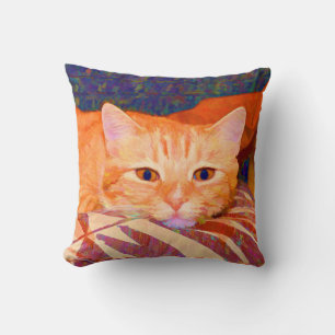 Almofada Gato de gato malhado alaranjado bonito engraçado