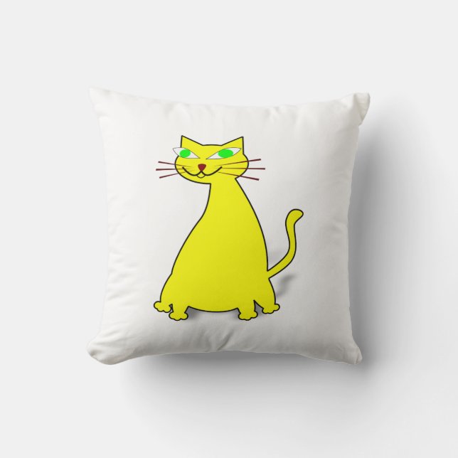 Almofada Gato de gordura amarelo (Frente)
