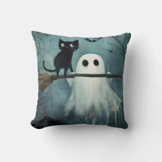 Almofada Gato de Halloween e Espírito Voando na Broca