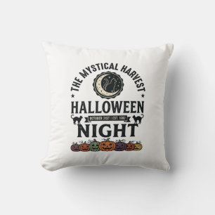 Almofada Gato de Halloween Gatos Pretos Abóboras Vintage En