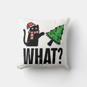 Almofada Gato de Natal Derrubando Árvore de Natal Engraçado