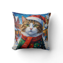 Gato de Natal festivo em Santa Hat