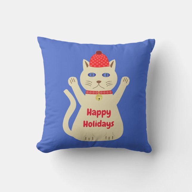 Almofada Gato de Natal Fofo com Padrão Personalizado (Frente)