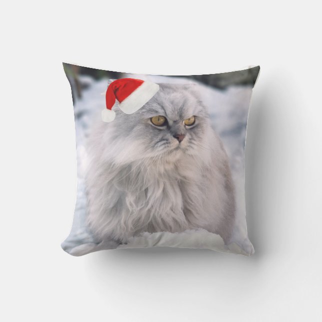 Almofada Gato De Natal Maine Coon Em Travesseiro decorativo (Frente)