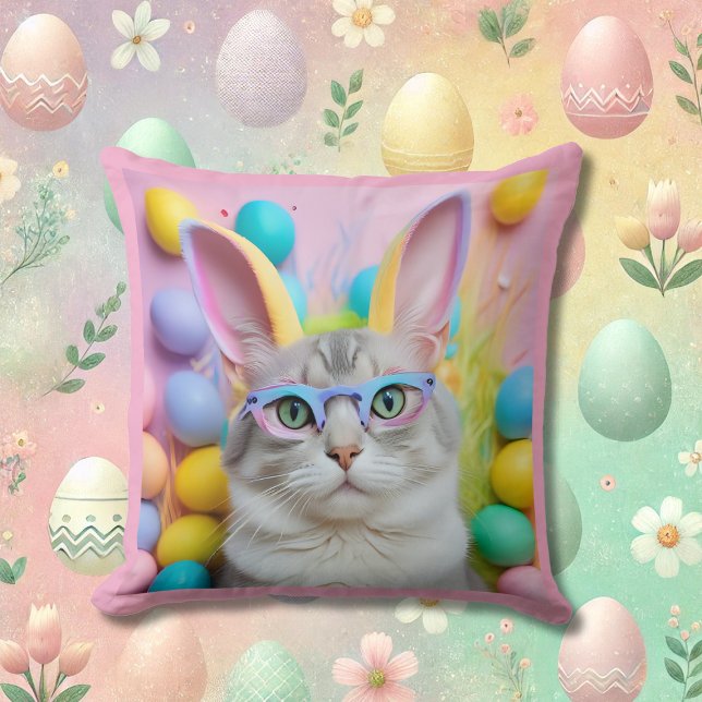 Almofada Gato de Páscoa Whimsso com Ouvidos Coelhinhos (Criador carregado)